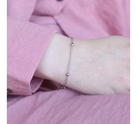 The Colourful Aura Women's Ball beaded Charm Slim Thread Bracelet in Silver | Size: 8"