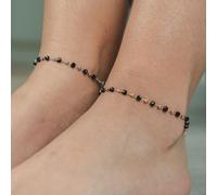 The Colourful Aura Women's Bead Chain Nazaria protection Indian Payal Emo Anklet in Silver | Size: 10 inches The Colourful Aura Silver 10 inches