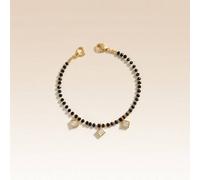 The Colourful Aura Women's Black Beaded Mangalsutra Square Dangle Zircon Nazar bracelet | Size: 8 The Colourful Aura Black 8