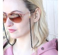 The Colourful Aura Women's Black Glass beaded soft 60 cm glass chain holder The Colourful Aura Black One Size