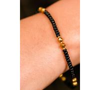 The Colourful Aura Women's Black Golden Beads Indian Everyday Devil Eye Mangalsutra Nazaria Bracelet in Gold The Colourful Aura Gold One Size