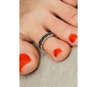 The Colourful Aura Black And Red Boho 925 Silver Slim Band Open Toe Ring Black One Size