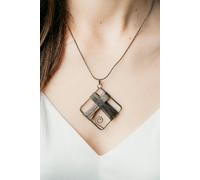 The Colourful Aura Women's Black Square Wire Wrapped Handmade Corded Pendant Statement DIY Necklace