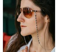 The Colourful Aura Women's Blue Beaded Evil Eye Sunglass Chain- 52/62/70cm in Silver | Size: 28 inches The Colourful Aura Silver 28 inches