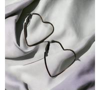 The Colourful Aura Women's Boho Large Heart Geometric Hoop Earrings in Black The Colourful Aura Black One Size