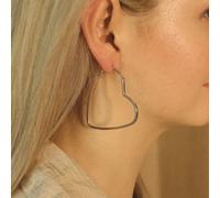 The Colourful Aura Women's Boho Large Heart Geometric Hoop Earrings in Silver The Colourful Aura Silver One Size