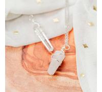 The Colourful Aura Women's Clear Quartz Crystal Pencil Pendant Necklace, Wire Wrapped 16-inch | Size: 16"