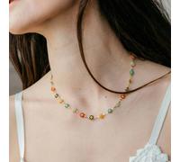 The Colourful Aura Women's Colourful Rainbow Daisy Sunflower Charm Choker Necklace in Gold | Size: 18"