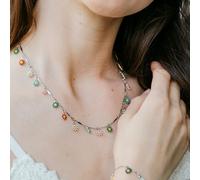 The Colourful Aura Women's Colourful Rainbow Flower Indie Boho Daisy Charms Dangle Choker Summer Necklace in Silver | Size: 18 inches The Colourful Aura Silver 18 inches