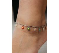 The Colourful Aura Women's Colourful Rainbow Sun Flower Dangle Charms Indie Boho Daisy Summer Anklet in Silver | Size: 10 inches The Colourful Aura Silver 10 inches