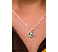 The Colourful Aura Women's Colourful Rainbow Tiny Windmill Charm Adjustable Pendant Necklace