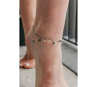 The Colourful Aura Women's Dainty Evil Eye Dangle Devil Eye Protection Charm Anklet Adjustable Bracelet in Silver | Size: 10"