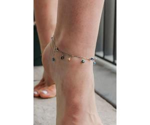 The Colourful Aura Women's Dainty Evil Eye Dangle Devil Eye Protection Charm Anklet Adjustable Bracelet in Silver | Size: 10 inches The Colourful Aura Silver 10 inches