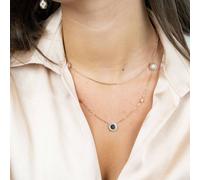 The Colourful Aura Women's Dual Layer Round Multi-string Black White Roman Charm Necklace in Gold