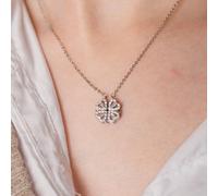 The Colourful Aura Women's Four Heart Crystal Flower Magnet Foldable Pendant Necklace in Silver