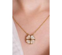 The Colourful Aura Women's Four Heart Magnet Foldable Crystal Flower Drop Leaf Minimalistic Love Pendant in Gold The Colourful Aura Gold One Size