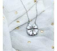 The Colourful Aura Women's Four Heart Magnet Zircon Crystal Foldable Drop Pendant Flower Necklace in Silver The Colourful Aura Silver One Size