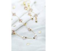 The Colourful Aura Women's Gold Crystal Quartz Healing Dainty Colourful Citrine Choker Necklace in Pink