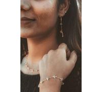 The Colourful Aura Women's Gold Crystal Quartz Minimalist Healing Dainty Pink White Crystal Bracelet in Off-White The Colourful Aura Off-White One Size