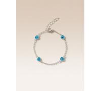 The Colourful Aura Women's Gold & Silver Evil Eye Charm Beaded Slim Chain Adjustable Lucky Eye Bracelet | Size: 8 The Colourful Aura Gold 8