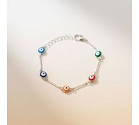 The Colourful Aura Women's Gold & Silver Evil Eye Charm Dainty Minimalist Protection Bracelet | Size: 9"