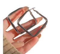 The Colourful Aura Women's Gold Square Geometric Large Dainty Threader Statement Hoop Earrings The Colourful Aura Gold One Size