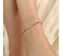 The Colourful Aura Women's Golden Brass Beaded Round Ball Minimalist Boho Slim Foot Payal Anklet in Gold | Size: 10 inches The Colourful Aura Gold 10 inches