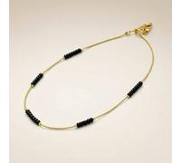 The Colourful Aura Women's Golden Brass Black Pearl Minimalist Thin Slim Foot Payal Anklet The Colourful Aura Black One Size