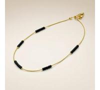 The Colourful Aura Women's Golden Brass Black Pearl Minimalist Thin Slim Foot Payal Anklet The Colourful Aura Black One Size