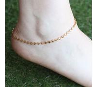 The Colourful Aura Women's Golden Brass Floral Minimalist Boho Thin Slim Foot Payal Anklet in Gold