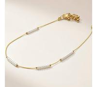 The Colourful Aura Women's Golden Brass White Pearl Minimalist Thin Slim Foot Payal Anklet The Colourful Aura White One Size
