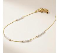 The Colourful Aura Women's Golden Brass White Pearl Minimalist Thin Slim Foot Payal Anklet The Colourful Aura White One Size