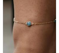The Colourful Aura Women's Golden Evil Eye Protection Turkish Gr djustable Nazar Foot Anklet in Gold | Size: 10 inches The Colourful Aura Gold 10 inches