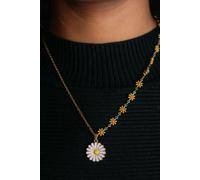 The Colourful Aura Women's Half Turquoise Flower Charms Choker Summer Indie Boho Daisy Floral Necklace in Yellow | Size: 16 inches The Colourful Aura Yellow 16 inches