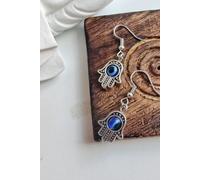 The Colourful Aura Women's Hamsa Evil Eye Fatima Hand Charm Drop Earrings in Silver The Colourful Aura Silver One Size