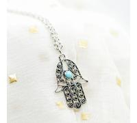 The Colourful Aura Women's Hamsa Hand of Fatima Gold & Silver Protection Pendant Necklace The Colourful Aura Silver One Size
