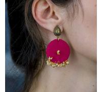 Handmade Round Fabric Poth Pearl Jhumka Drop Earrings The Colourful Aura Pink One Size