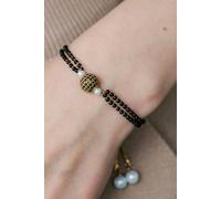 The Colourful Aura Women's Indian Gold Plated Black Bead Everyday Mangalsutra Minimalist Nazaria Bracelet The Colourful Aura Black One Size