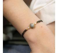 The Colourful Aura Women's Indian Gold Plated Black Bead Everyday Mangalsutra Minimalist Nazaria Bracelet in White The Colourful Aura White One Size