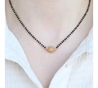 The Colourful Aura Women's Indian Gold Plated Black Bead Everyday Mangalsutra Minimalist Nazaria Necklace The Colourful Aura Black One Size