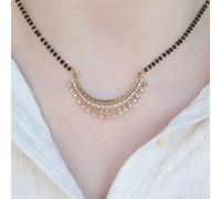 The Colourful Aura Women's Indian Nazaria Silver Zircon Mangalsutra Black Beads Earring & Necklace | Size: 18 inches The Colourful Aura Silver 18 inches