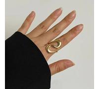 The Colourful Aura Women's Infinity Loop Adjustable Ring Chunky Gold Statement Band The Colourful Aura Gold One Size