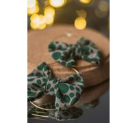 The Colourful Aura Women's Large 30mm Printed Fabric Bow Hoop Earrings in Bottle Green The Colourful Aura Bottle Green One Size