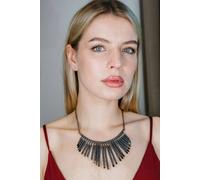The Colourful Aura Women's Large Bar Victorian Gothic Emo Vintage Bar Collar Statement Necklace in Black
