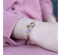 The Colourful Aura Women's Large colourful butterfly Evil Eye Open Cuff bangle in Gold The Colourful Aura Gold One Size