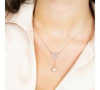 The Colourful Aura Women's Large Floral Zircon Crystal Dokiya Pendant Dangle Necklace in Rose Gold The Colourful Aura Rose Gold One Size