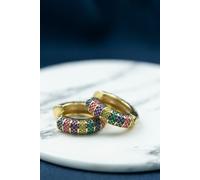 The Colourful Aura Women's Large Huggie Multicolour Floral Hoop Earrings The Colourful Aura Multicolor One Size
