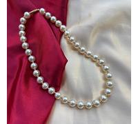 The Colourful Aura Women's Large Ivory Lightweight White Round Pearl Bridesmaid Statement Choker Necklace The Colourful Aura White One Size