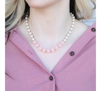 The Colourful Aura Women's Large Ivory & Pink Round Pearl Bridesmaid Statement Choker Necklace in White The Colourful Aura White One Size