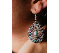 The Colourful Aura Women's Large Mandala Floral Teardrop Drop Dangler